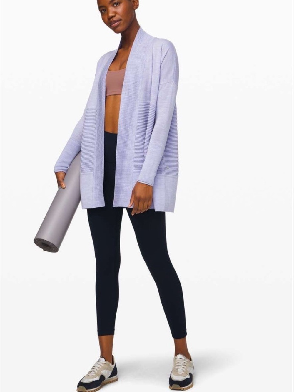 Lululemon Sit In Lotus Wrap II Heathered Lavender Dusk 8? Yoga Barre Marino Wool